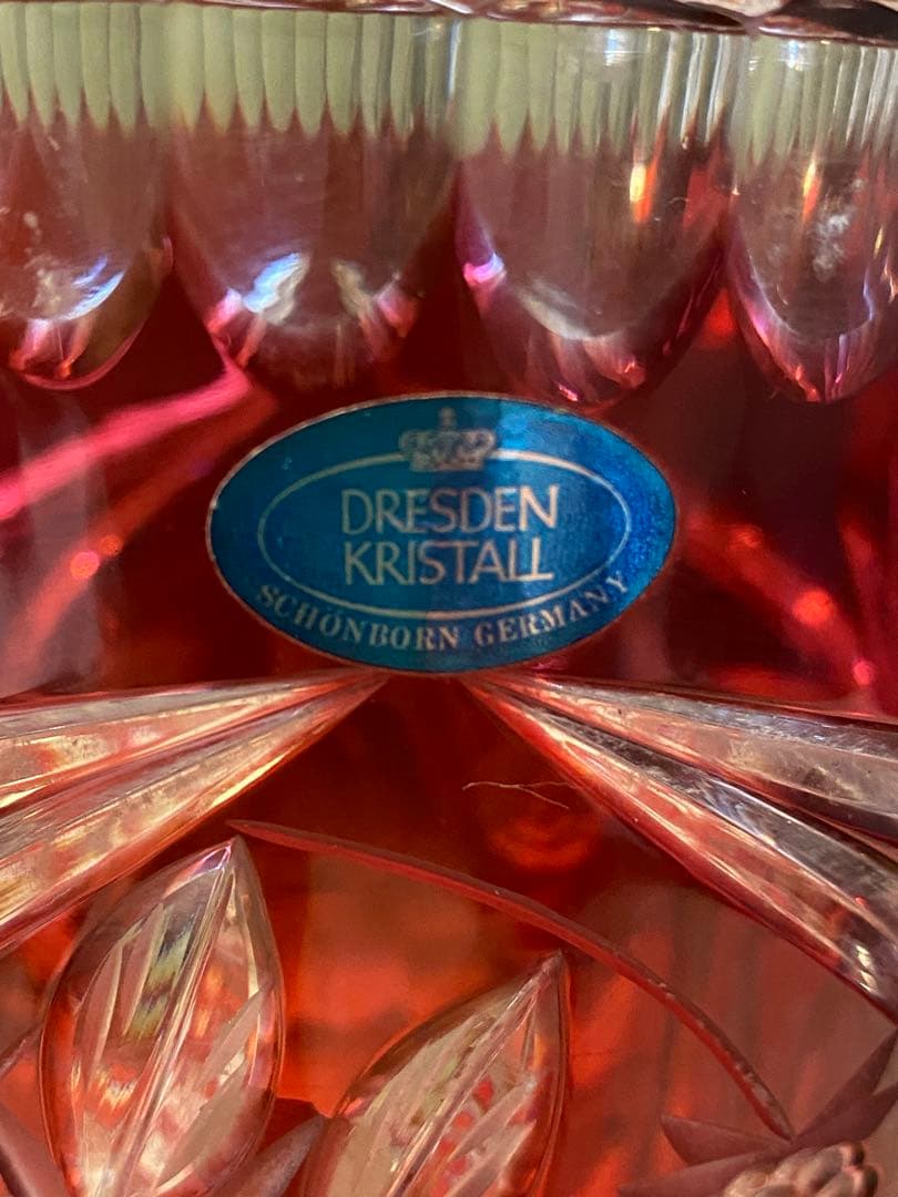 Dresden Kristall 赤色 花瓶 約30cm