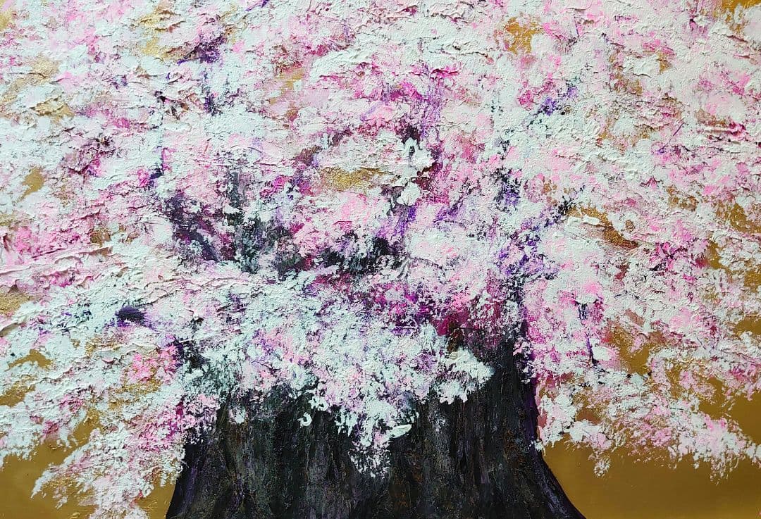 油絵 絵画 大桜【Ａ2】