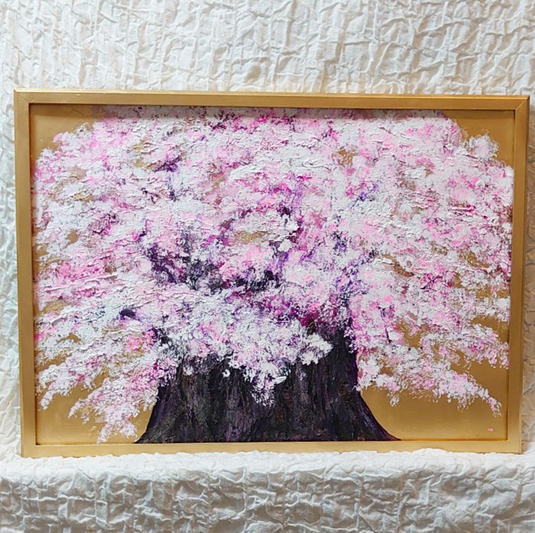 油絵 絵画 大桜【Ａ2】