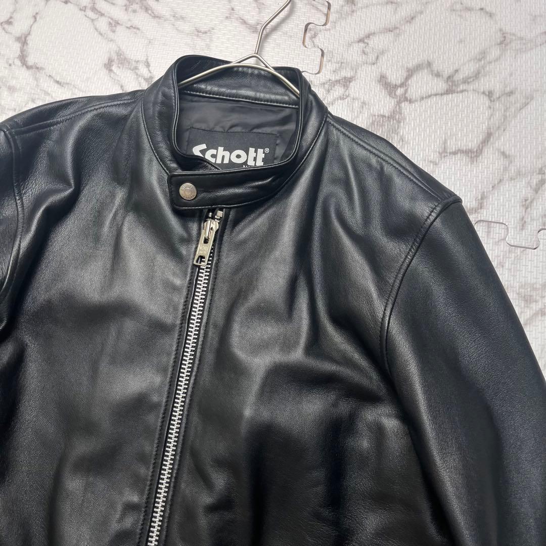Lサイズ/美品✨schott シングルライダース ラムレザー 羊革　黒