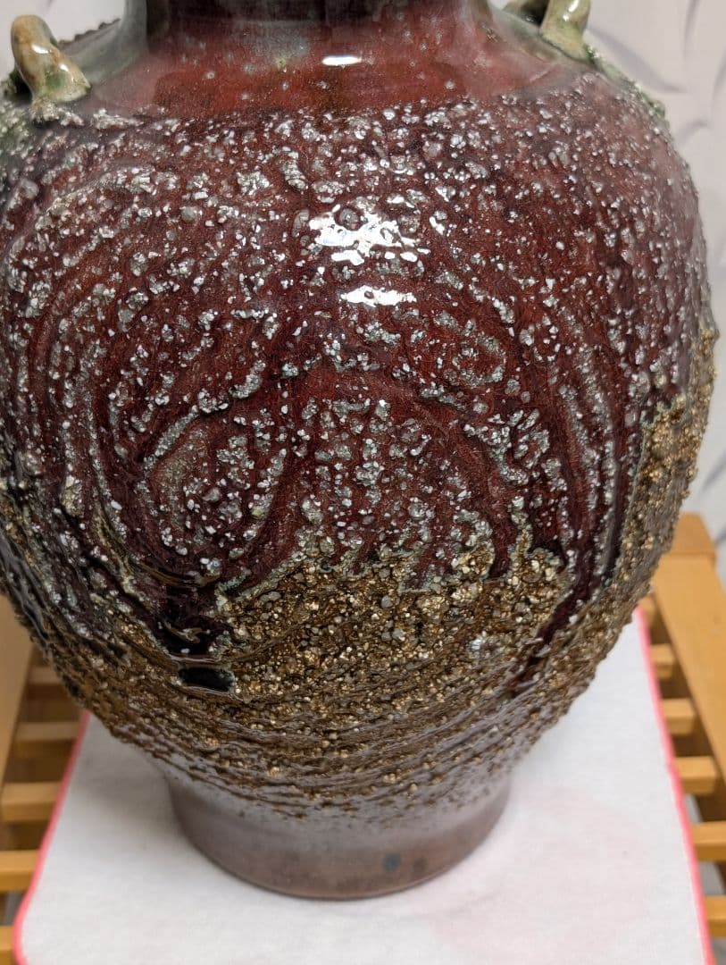 花瓶　インテリア　火色 　　石はぜ　焦げ　自然釉