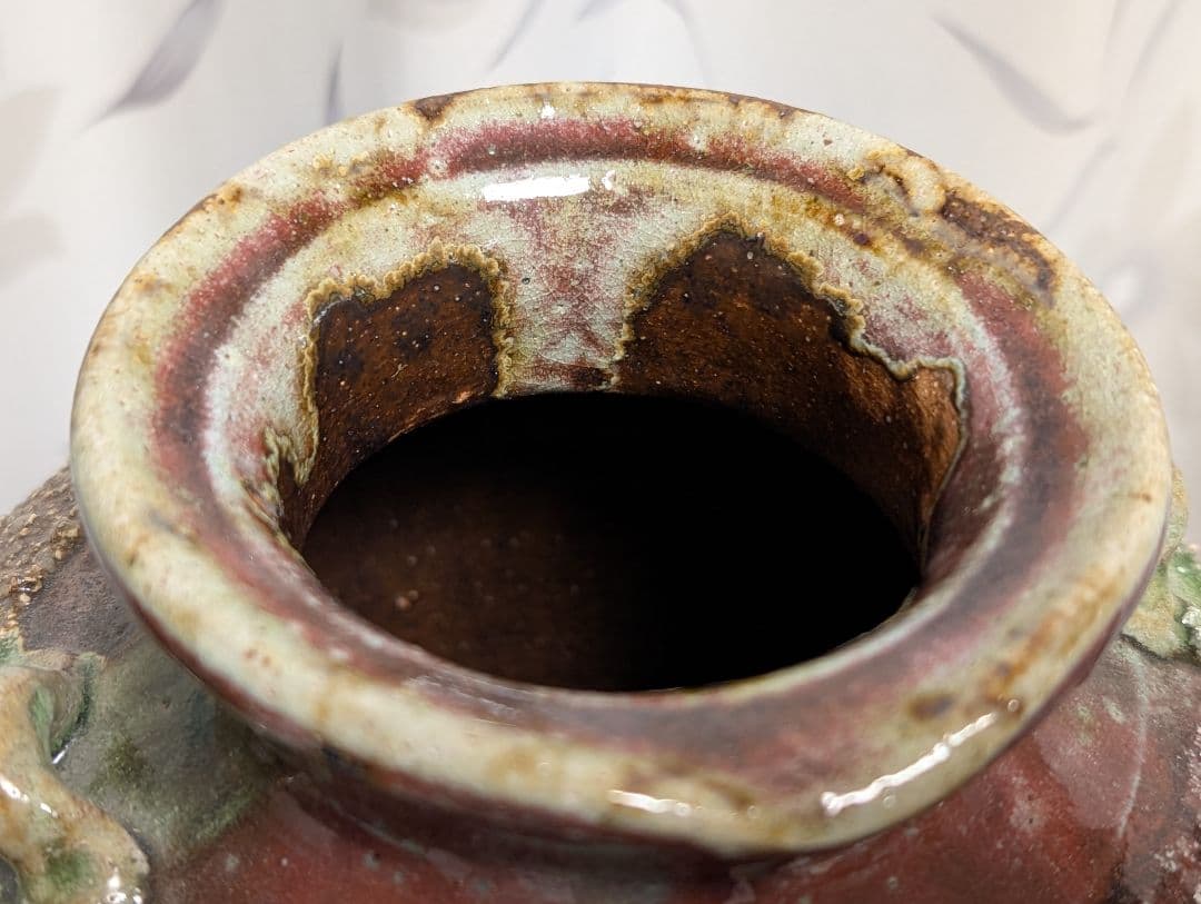 花瓶　インテリア　火色 　　石はぜ　焦げ　自然釉