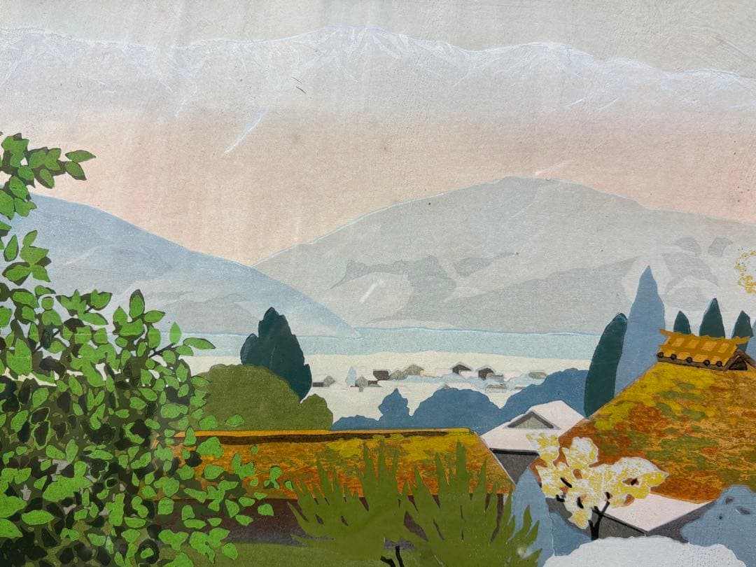 「信州の初夏」佐野せいじ 5/100 1額|木版画 現代版画 浮世絵