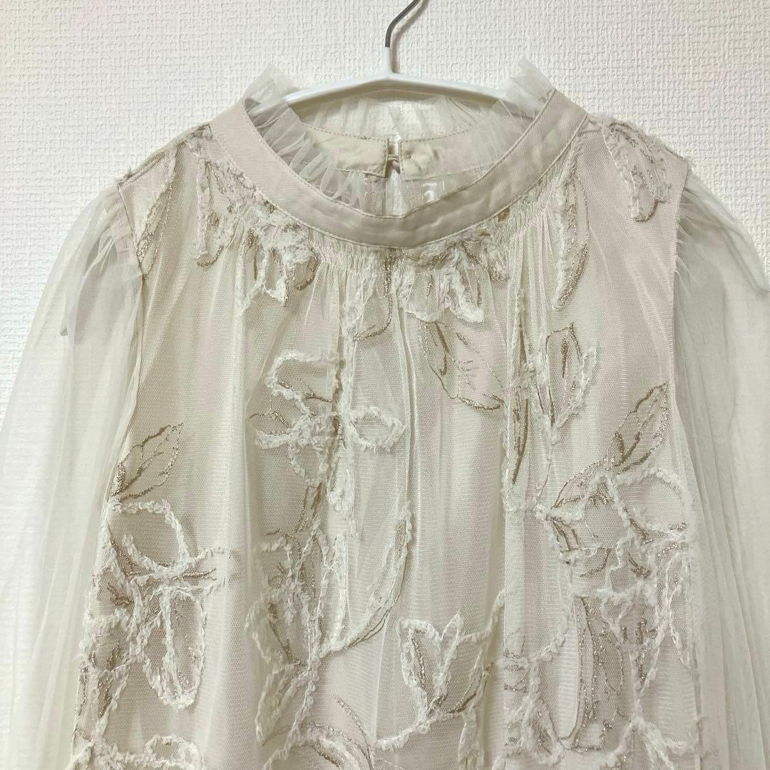 ドリードール　フェザーフラワーチュールドレス オケージョンドレス　エクリュ　M