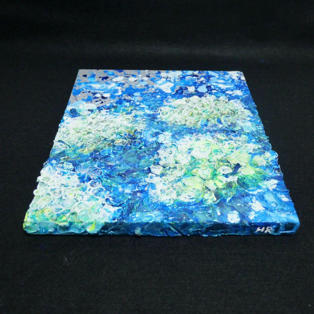 油絵 油彩 油彩画 絵 絵画【梅雨の水たまり白い紫陽花】