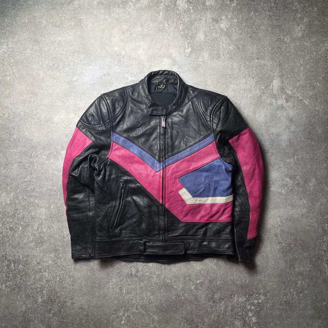 90sPoloSportsポロレザーレーシングジャケットライダースバイカーバイク