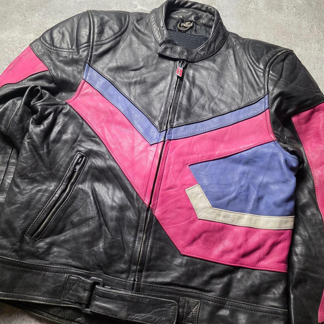 90sPoloSportsポロレザーレーシングジャケットライダースバイカーバイク