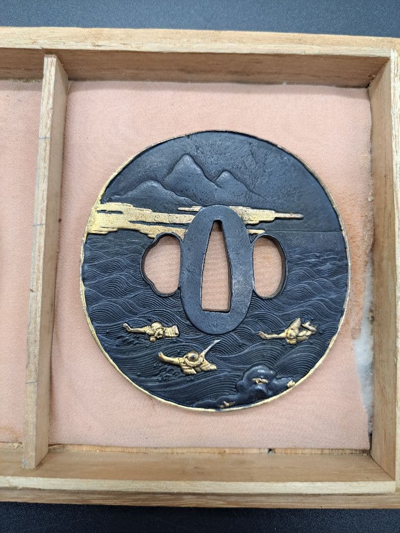 騎馬武者図大小揃い鍔 鐔 二点セット 日本刀 刀 刀装具 居合い 侍 武士道