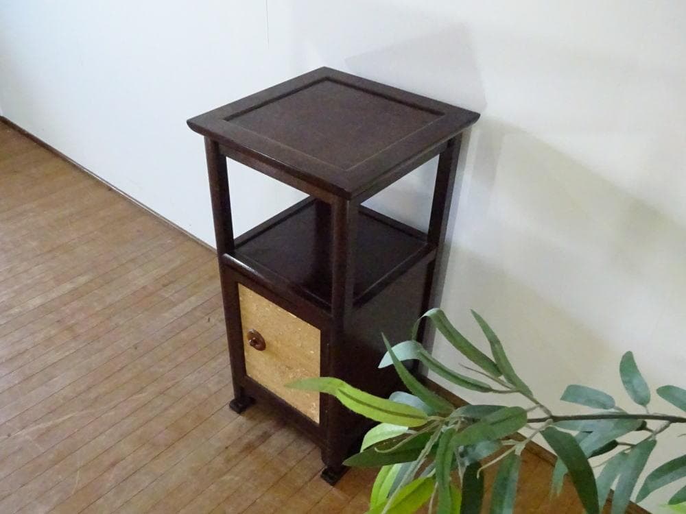 ちゃちゃ　松本民芸家具　A型電話台　ミズメザクラ　飾り台　花台　葛布　和モ