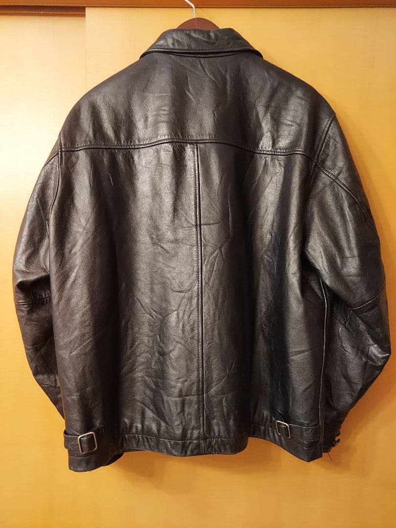 【美品】90s old GAP ブラック レザージャケット L 襟付き