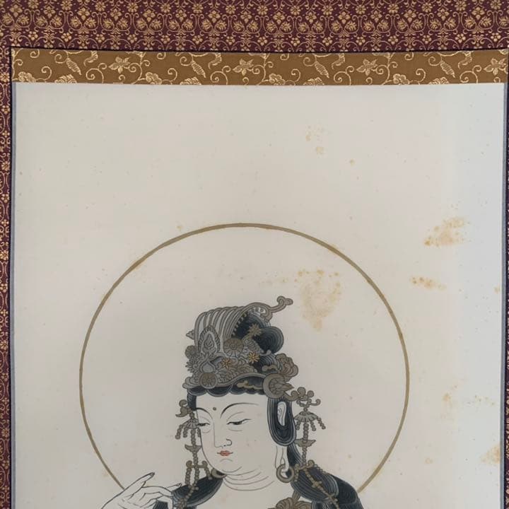 野村雪草 楊柳観音 絹本 掛軸 仏教美術 観音様