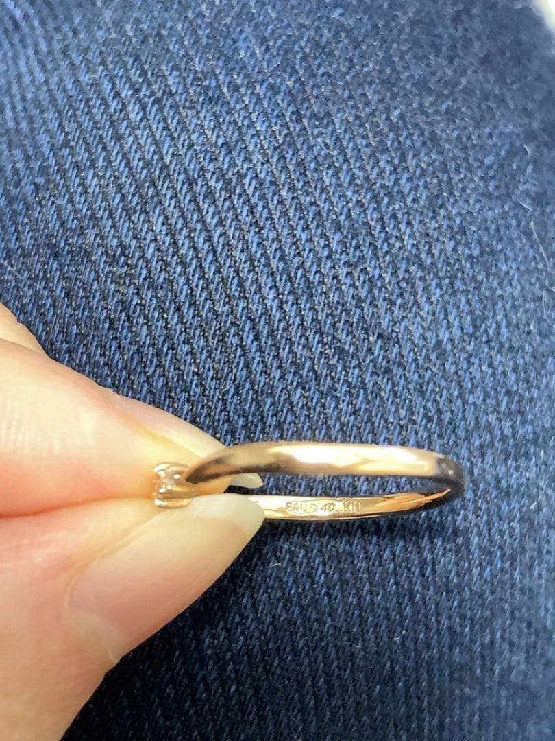 （美品）ローズゴールド ダイヤモンドリング 3石
