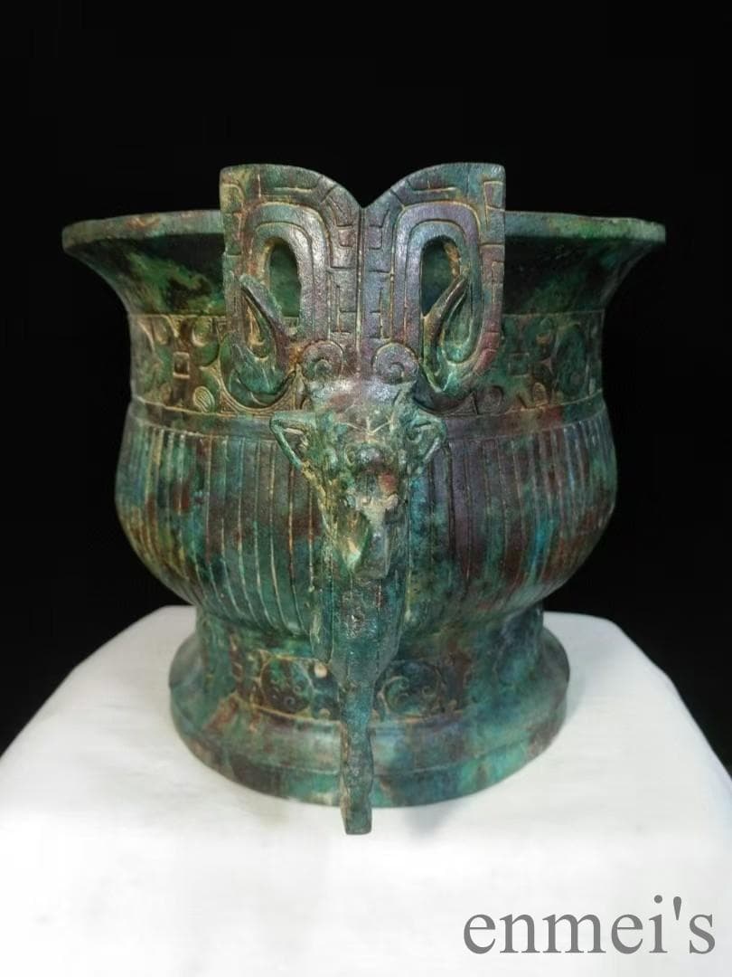 中国古美術 青銅器 禮器 簋 食器 銘文 龍耳 唐物 骨董 彫刻 時代物 逸品