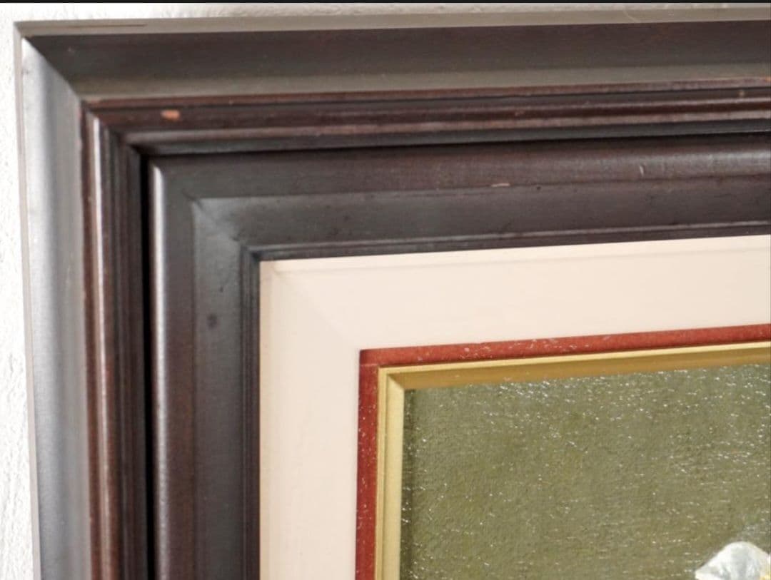 小阪正次『白椿』1978年　油彩4号　直筆サイン有 　一枚の絵取扱 額装