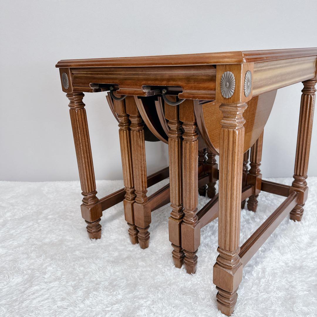 美品　アンティーク　ネストテーブル　3点セット　バタフライ式　レア　希少