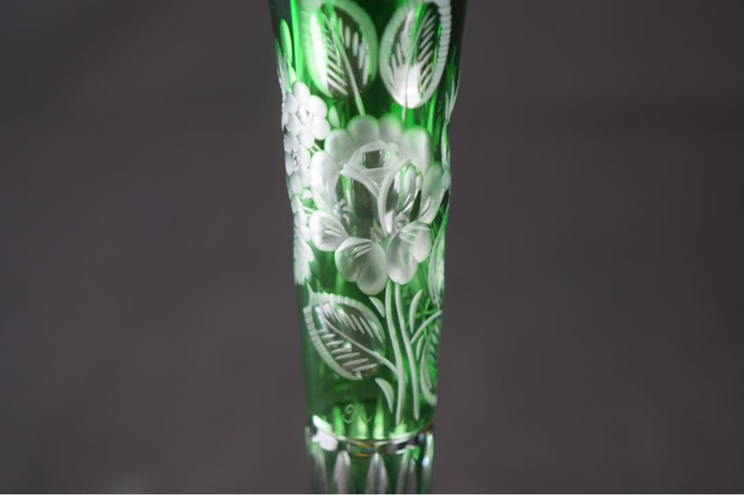 Meissen crystal マイセン 一輪挿し 花瓶 グリーン 美品