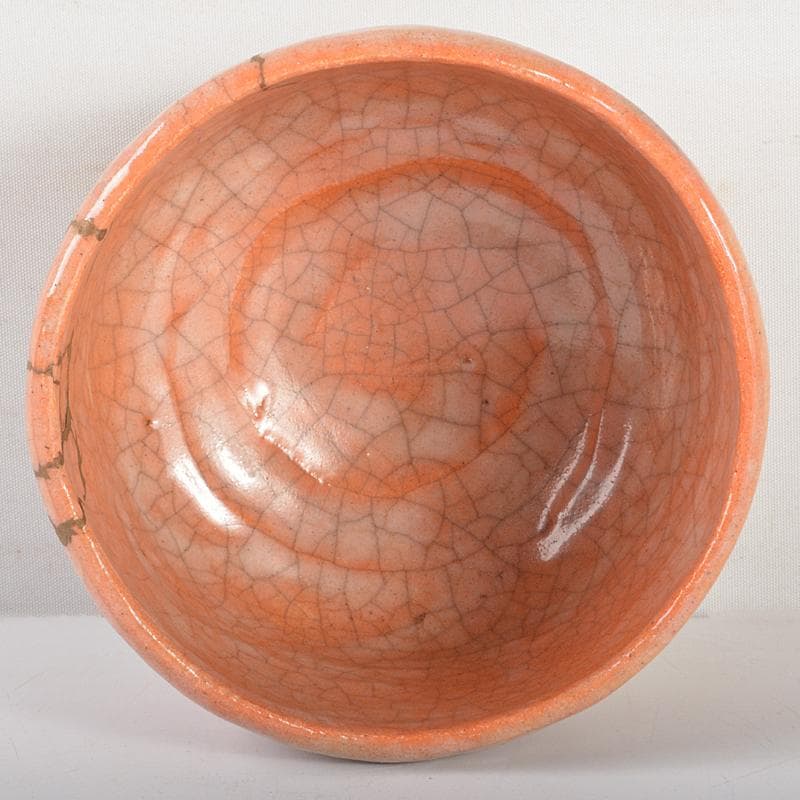 茶道具　楽吉左衛門　赤楽茶碗　共箱　金継ぎ直し有り　D　R5324