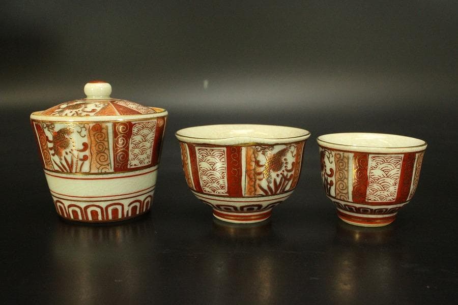 九谷 煎茶器揃 茶櫃 まとめて(A855)