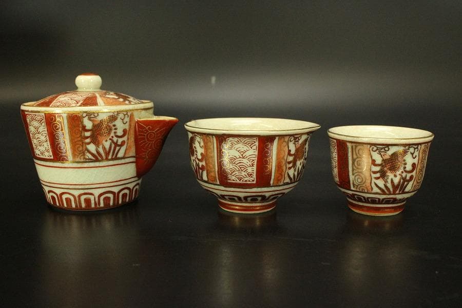 九谷 煎茶器揃 茶櫃 まとめて(A855)