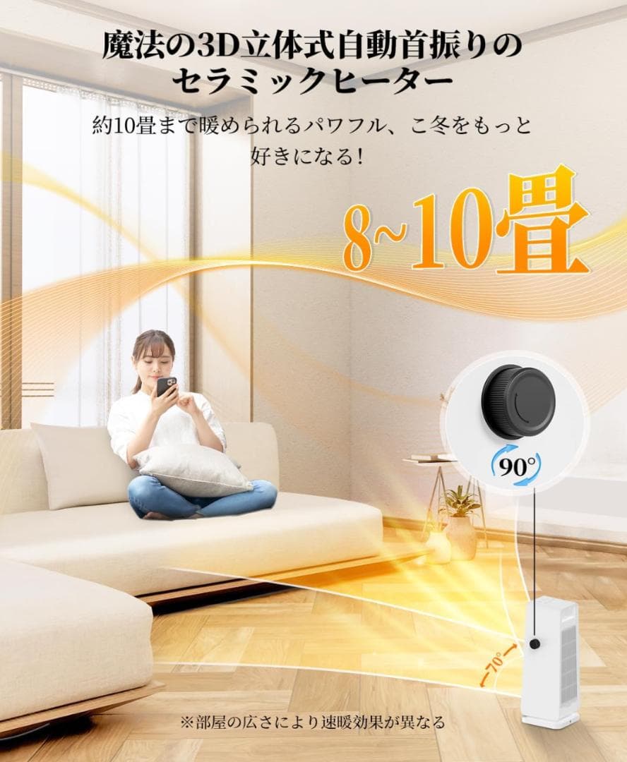 新品 Yosumi セラミックヒーター 省エネ 速暖 人感センサー ECO機能付