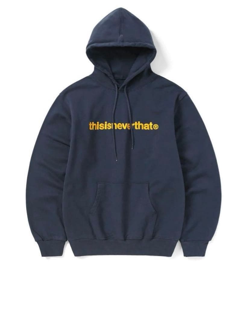 thisisneverthat ネイビー フード付きパーカー スウェット