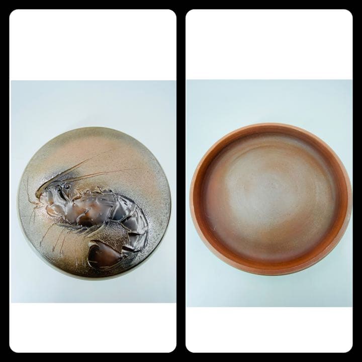 【今井政之】釉彩海老文　喰籠　桐共箱　布　栞　底部在銘　茶道具