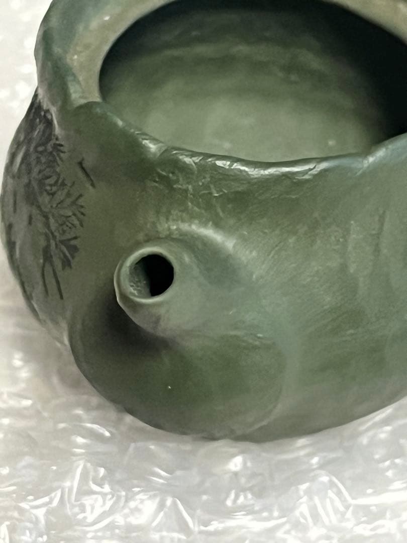 急須　緑泥　萬古焼　春山