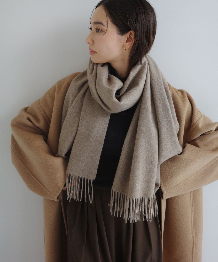 evernavy ベージュ　カシミヤ　大判　ストール　マフラー