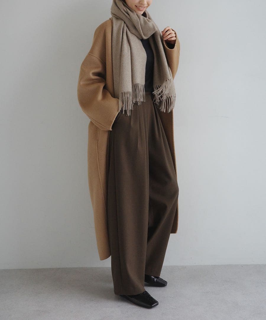 evernavy ベージュ　カシミヤ　大判　ストール　マフラー