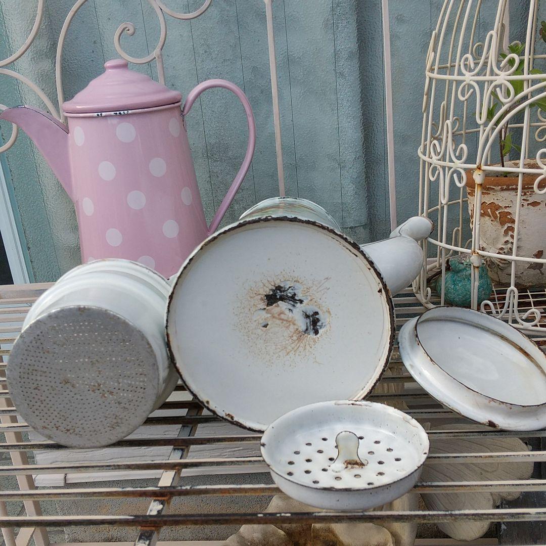 JAPY ホーロー パンジー柄 コーヒーポット