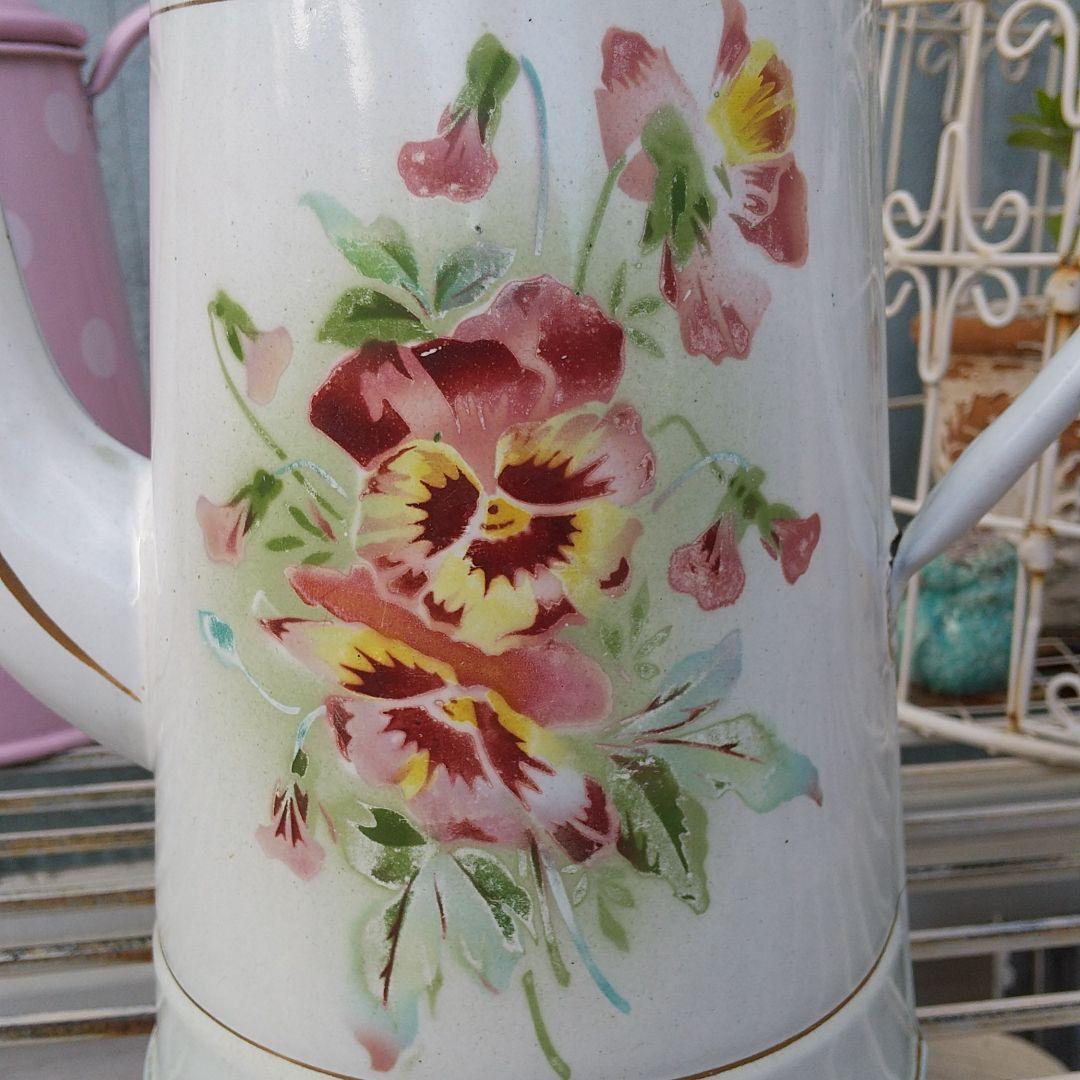 JAPY ホーロー パンジー柄 コーヒーポット