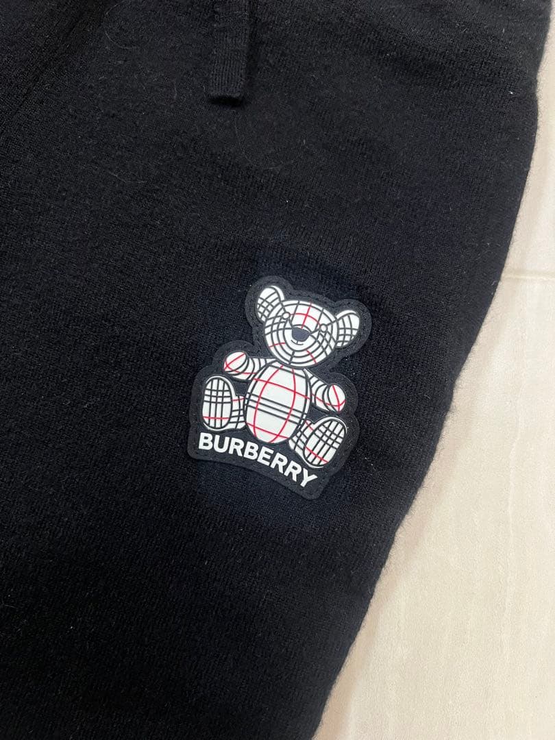 Burberry テディベア刺繍　カシミヤ混パンツ ブラック