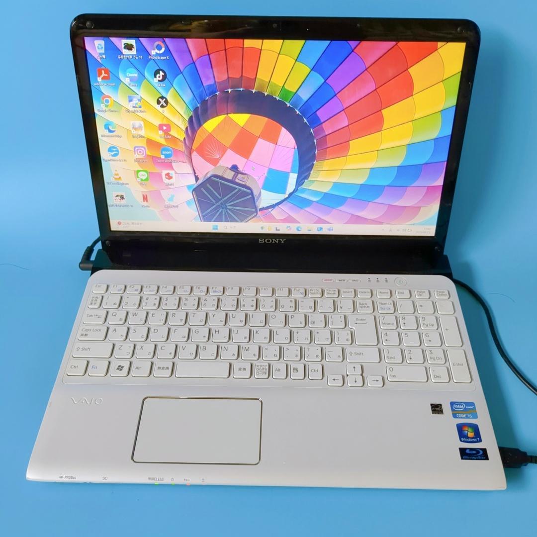 新品SSD爆速⭐ブルーレイ⭐カメラ付⭐VAIO✅白ノートパソコン✅すぐに使える