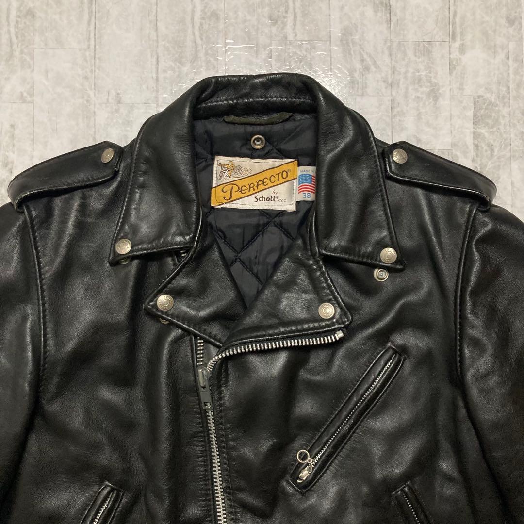 USA製 ショット 699 本革 ダブル ライダースジャケット 38 Dポケット