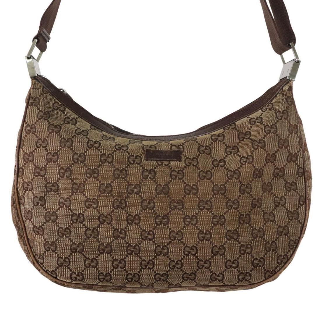 GUCCI グッチ GGキャンバス ハーフムーン　ワンショルダーバッグ 金具　茶