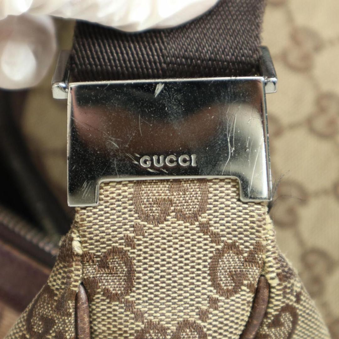 GUCCI グッチ GGキャンバス ハーフムーン　ワンショルダーバッグ 金具　茶
