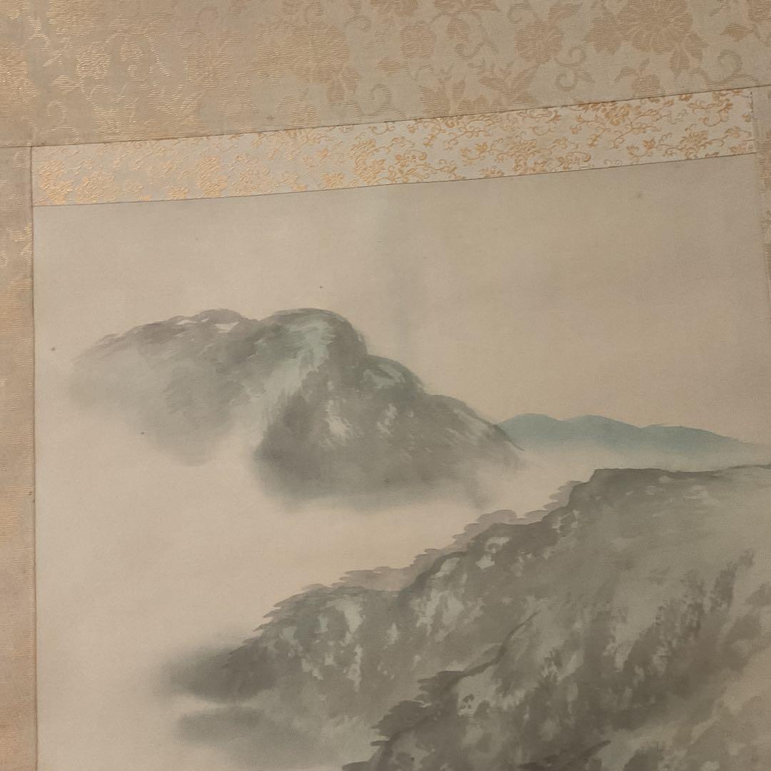 三 渓 筆 【 絹本彩色画 山水画 】 山間部を流れる渓流