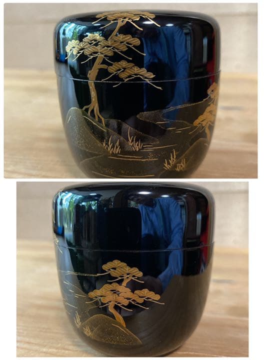 【茶道具】北浜宗貴造　山水蒔絵中棗　（共箱）送料込　○