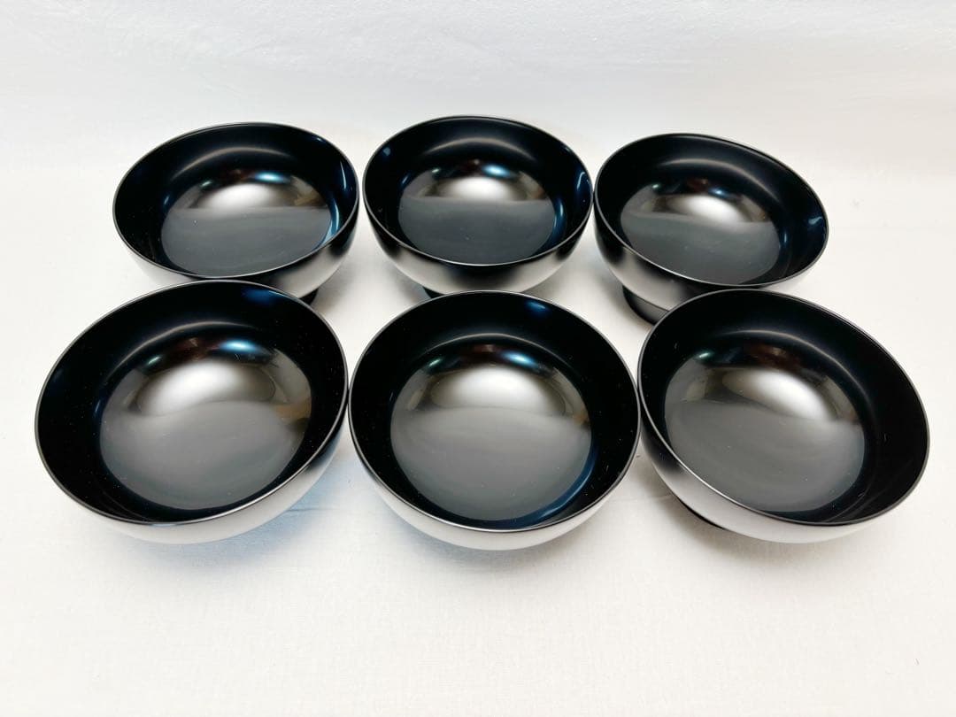 未使用 懐石道具 能登国 ぬし小西玄州 木製黒塗 利休本型 汁椀6客揃 共箱