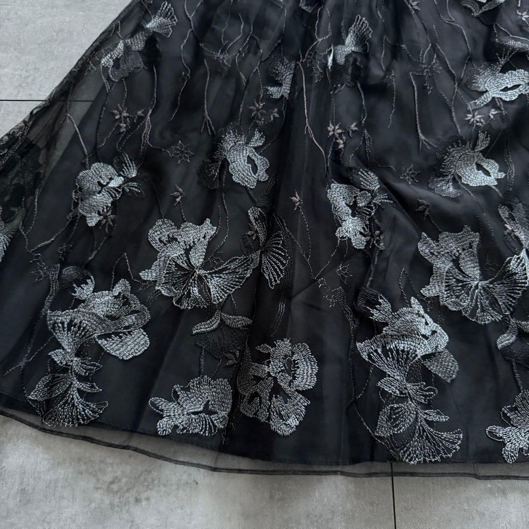 Callarus スタンドカラー刺繍レースワンピースドレス M オケージョン