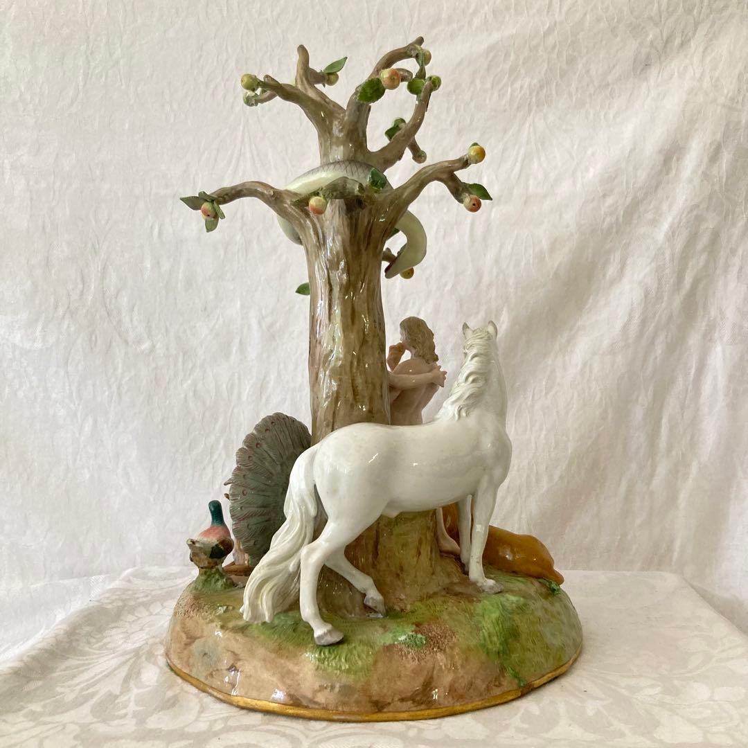 超希少【MEISSEN】 オールドマイセン アダムとイブ フィギュリン 置物
