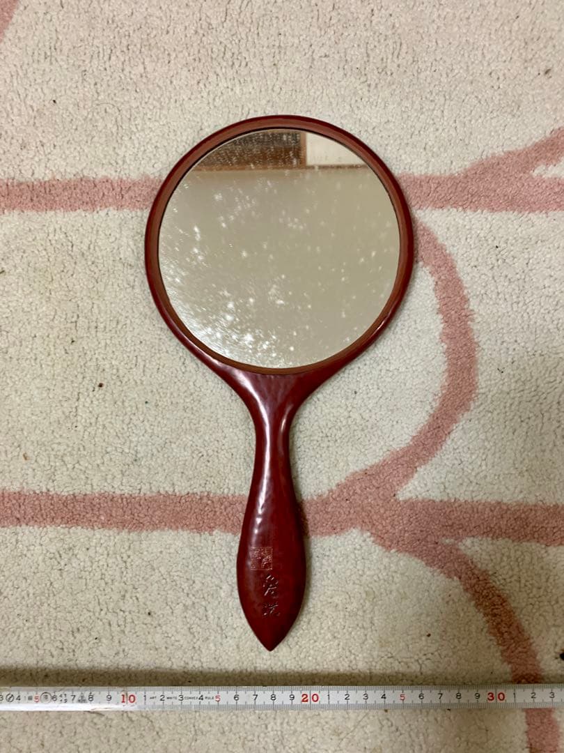 未使用品　鎌倉彫　手鏡　芍薬　アンティーク　昭和レトロ