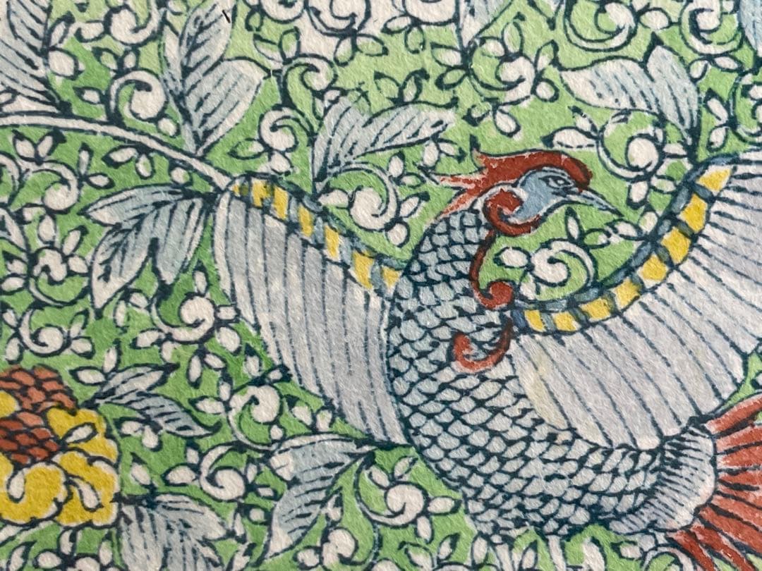 陶芸家　葉山有樹　直筆　肉筆　水彩画　細密絵　細密画　鳳凰　デザイン　図案　額入