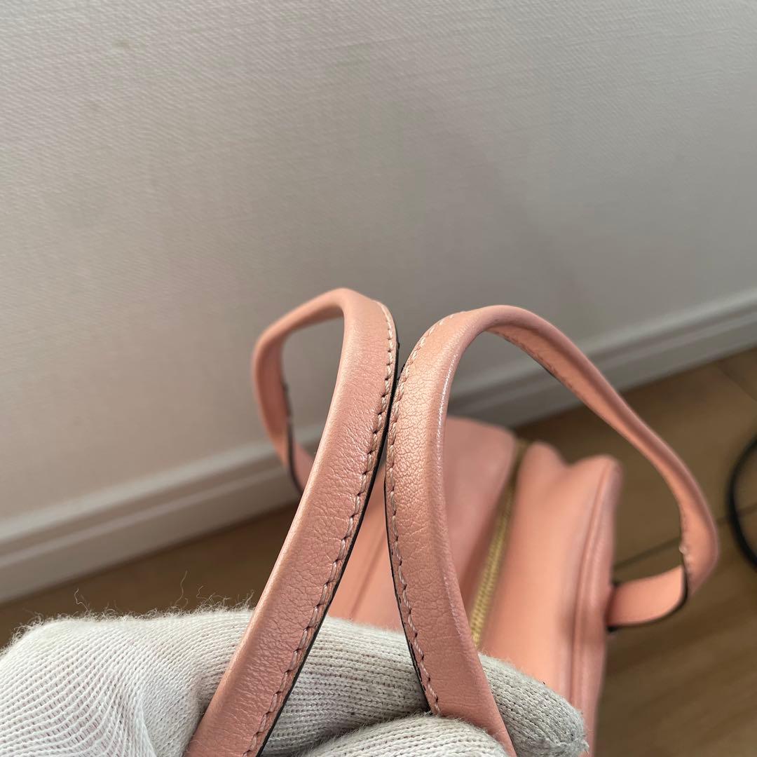 ロエベ　ヘリテージ　ハンドバッグ　ミニボストン　ロゴ型押し