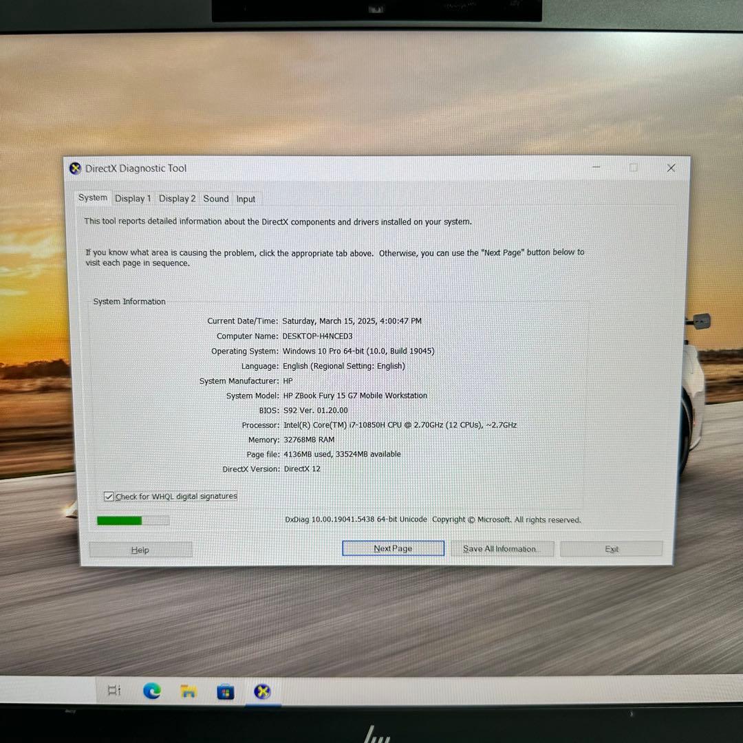 Windowsノート本体 HP ZBook Fury 15 G7 i7/32/512/RTX3000 6G