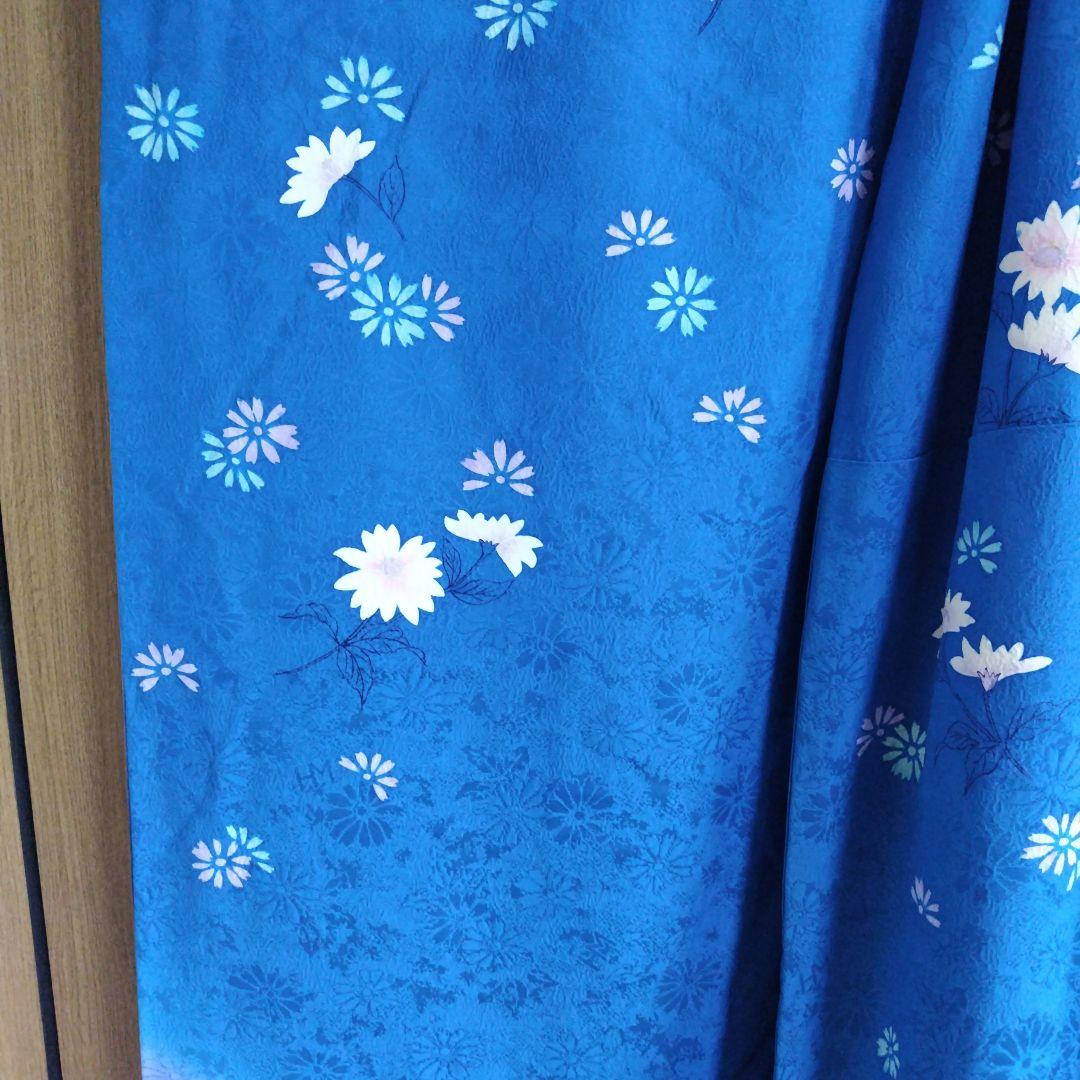 振袖５点セット　正絹　青色　HANAE MORI　成人式