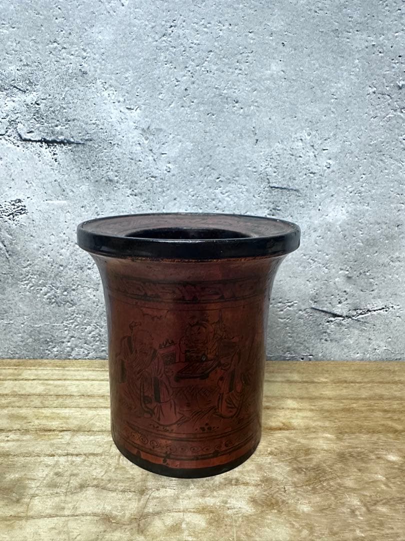 漆　筆筒　書道　文房具　中国美術　骨董品　アンティーク