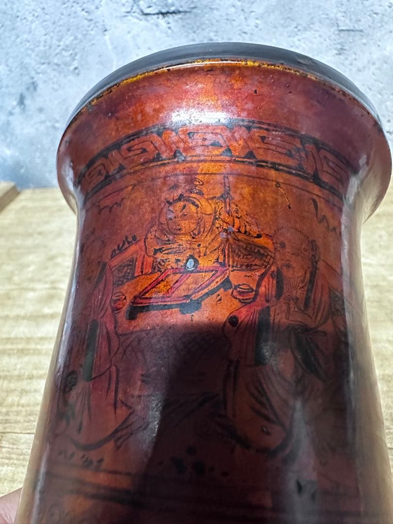 漆　筆筒　書道　文房具　中国美術　骨董品　アンティーク