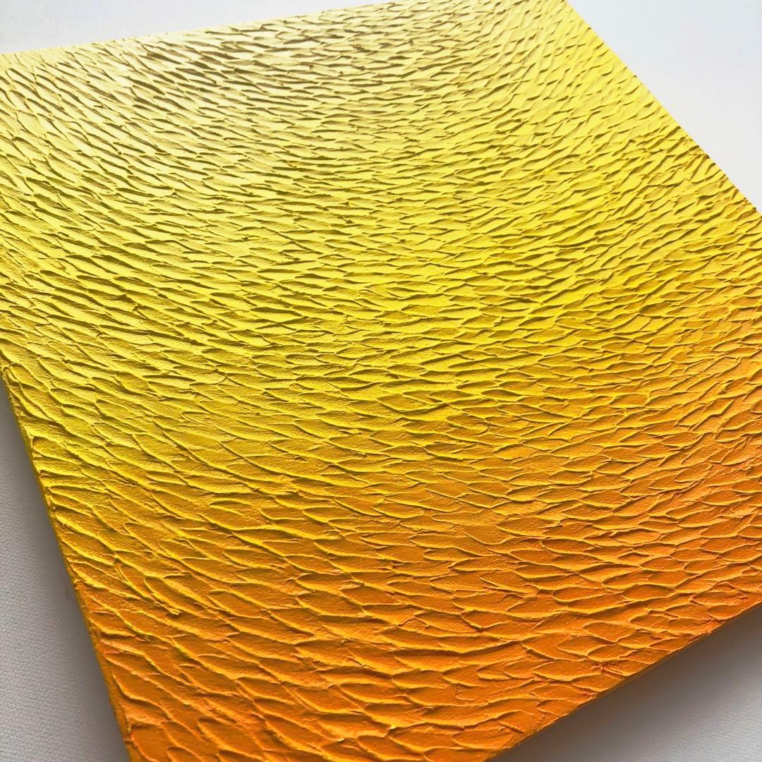 テクスチャーアート・海　サンセット＊キャンバスアクリル画オーシャン黄色絵画原画