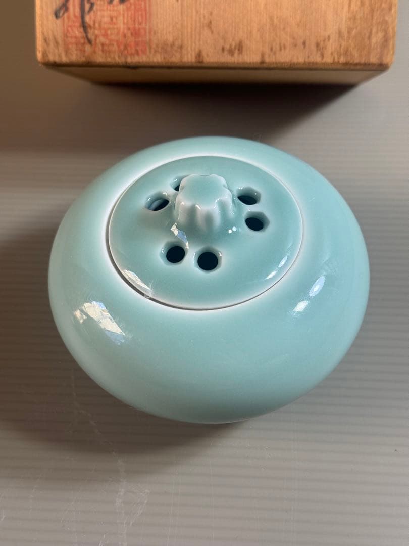 1546 鍋島焼　青磁　香炉　2客　未使用